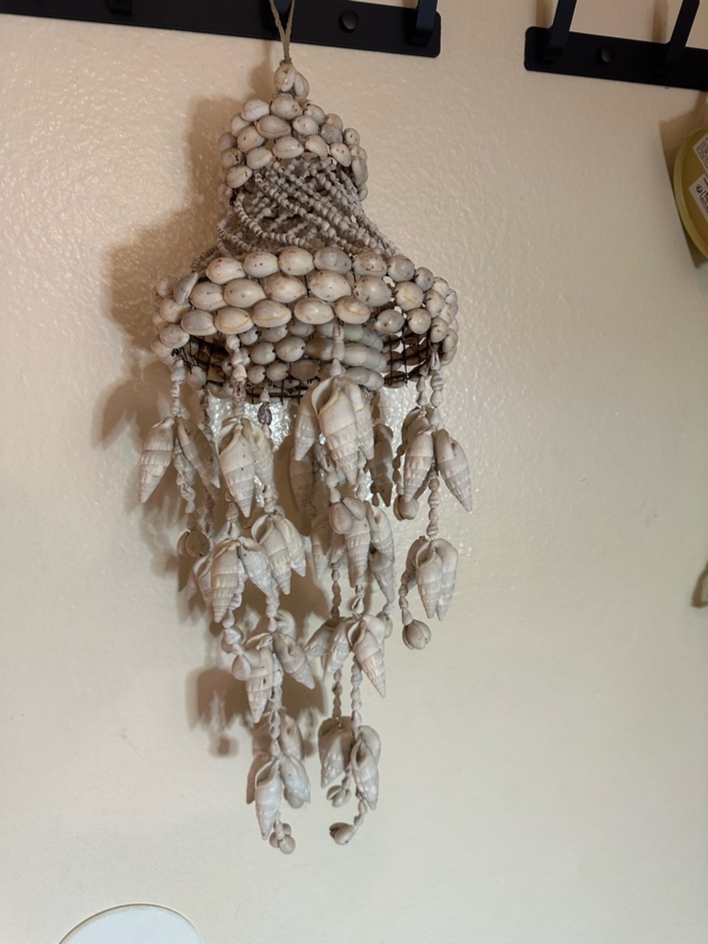 Handmade White Shell Hanging Wall Decor - Coastal Boho Accent